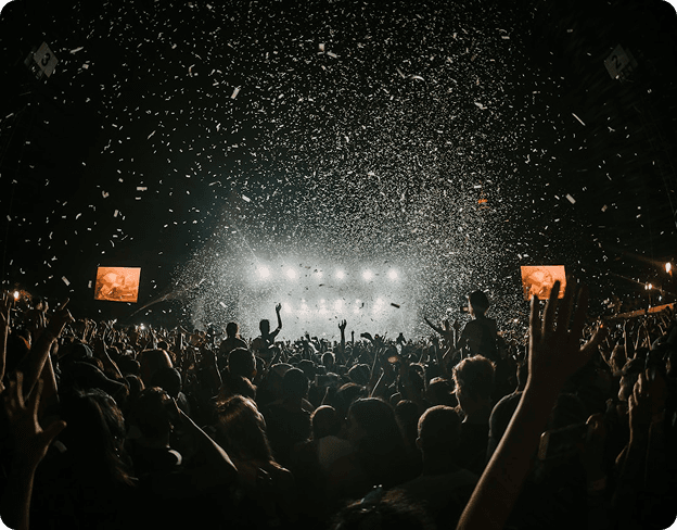 Celebration with confetti and lights